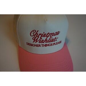 Christmas Wishlist Designer Things Please Snapback Hat Pink Cream Baseball Cap